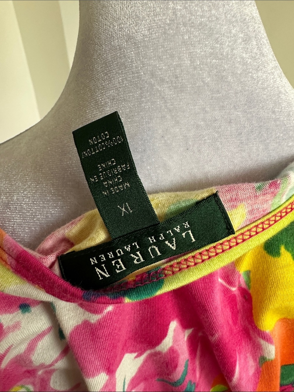 Lauren Ralph Lauren Bright Floral Short Sleeve Blouse — Yellow, Pink, Green - Picture 5 of 6